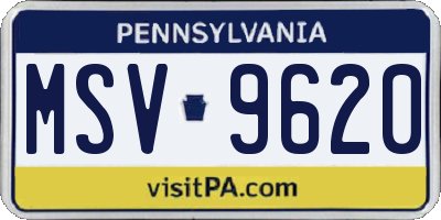 PA license plate MSV9620