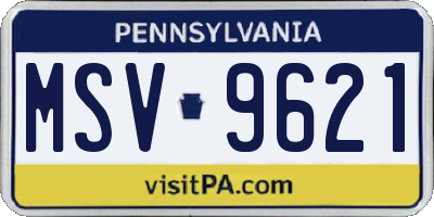 PA license plate MSV9621