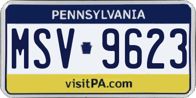 PA license plate MSV9623