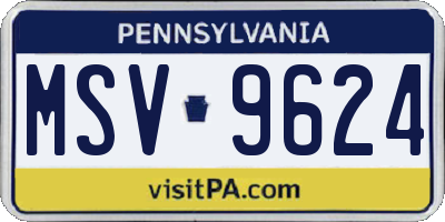 PA license plate MSV9624