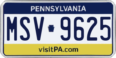 PA license plate MSV9625