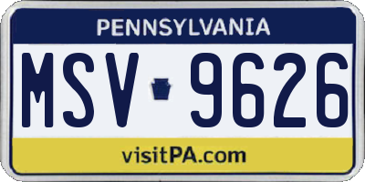PA license plate MSV9626