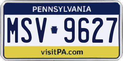 PA license plate MSV9627