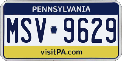 PA license plate MSV9629