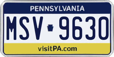 PA license plate MSV9630
