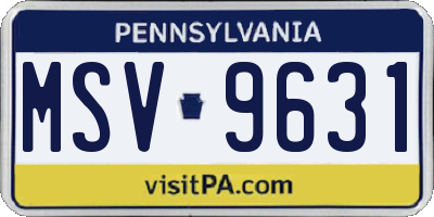 PA license plate MSV9631