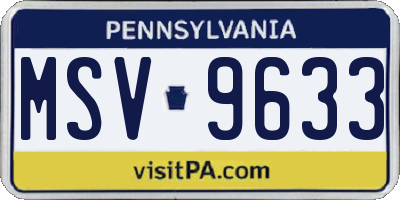 PA license plate MSV9633