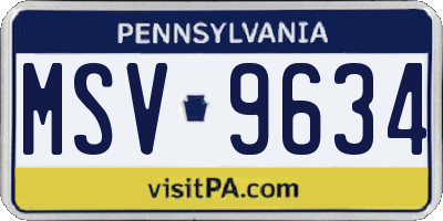 PA license plate MSV9634