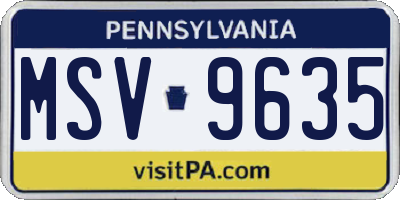 PA license plate MSV9635