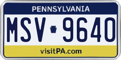 PA license plate MSV9640