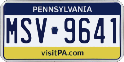 PA license plate MSV9641