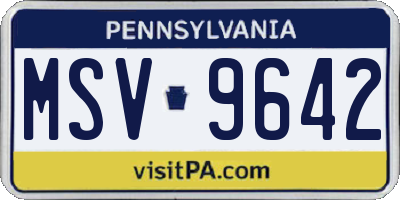 PA license plate MSV9642