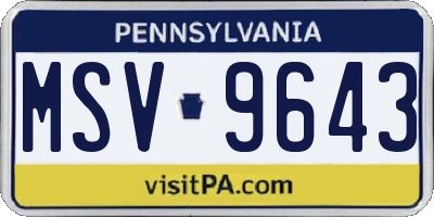 PA license plate MSV9643