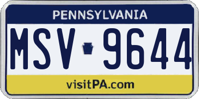 PA license plate MSV9644
