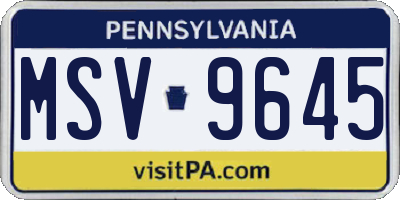 PA license plate MSV9645