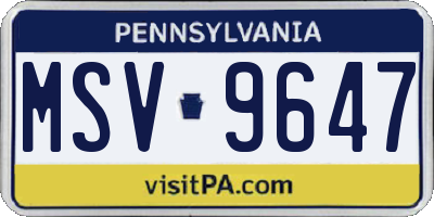 PA license plate MSV9647