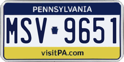PA license plate MSV9651