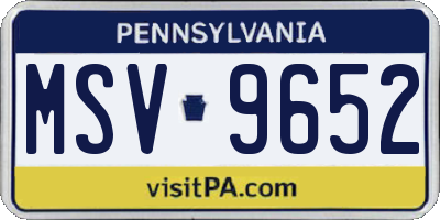 PA license plate MSV9652