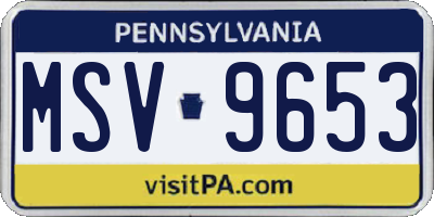 PA license plate MSV9653