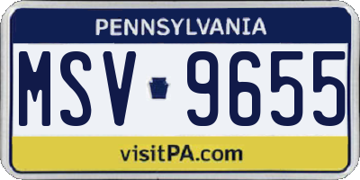 PA license plate MSV9655