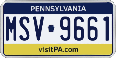 PA license plate MSV9661