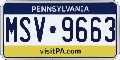PA license plate MSV9663