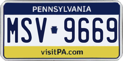 PA license plate MSV9669