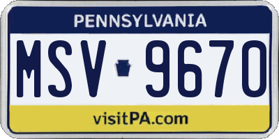 PA license plate MSV9670