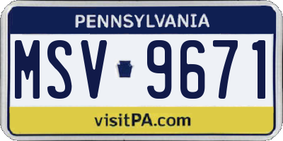 PA license plate MSV9671
