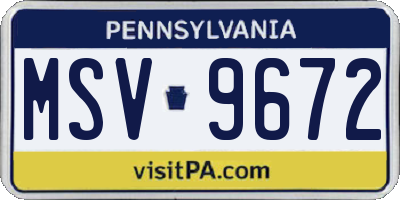 PA license plate MSV9672