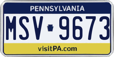 PA license plate MSV9673