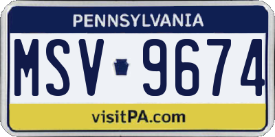 PA license plate MSV9674