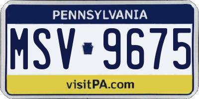 PA license plate MSV9675