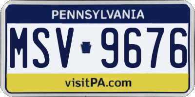 PA license plate MSV9676