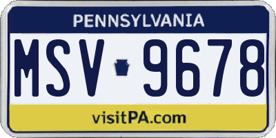 PA license plate MSV9678