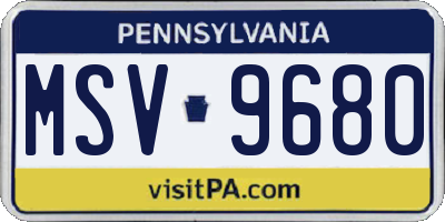 PA license plate MSV9680
