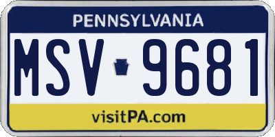 PA license plate MSV9681