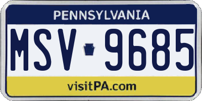 PA license plate MSV9685