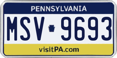 PA license plate MSV9693