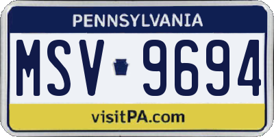 PA license plate MSV9694