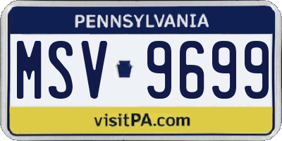 PA license plate MSV9699