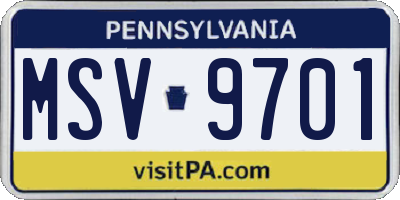 PA license plate MSV9701