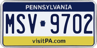 PA license plate MSV9702