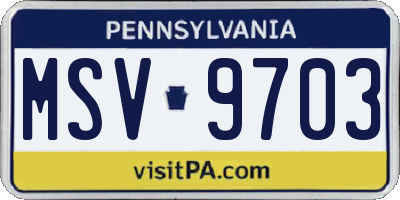 PA license plate MSV9703