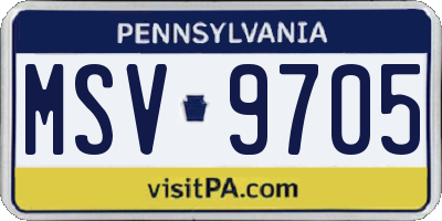 PA license plate MSV9705
