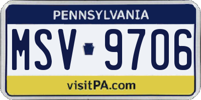 PA license plate MSV9706