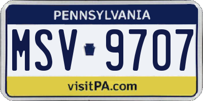 PA license plate MSV9707