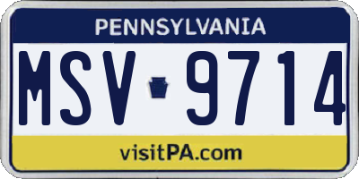PA license plate MSV9714