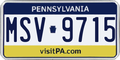 PA license plate MSV9715