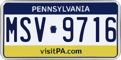 PA license plate MSV9716